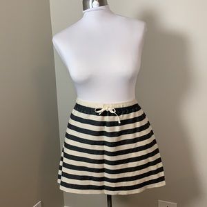 LOFT Gray and Cream Striped Skirt